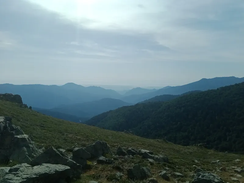 Les reliefs et la plaine orientale vus depuis Bocca Palmente.