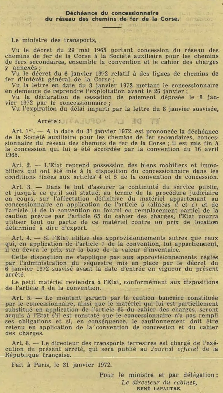 A decadenza di a SACFS — 1972.