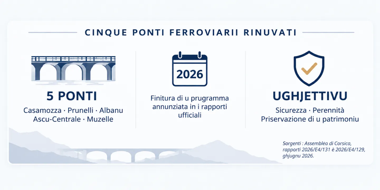 Cinque ponti rinnuvati : Casamozza, Prunelli, Albanu, Ascu-Centrale è Muzelle ; fine annunziata in u 2026.