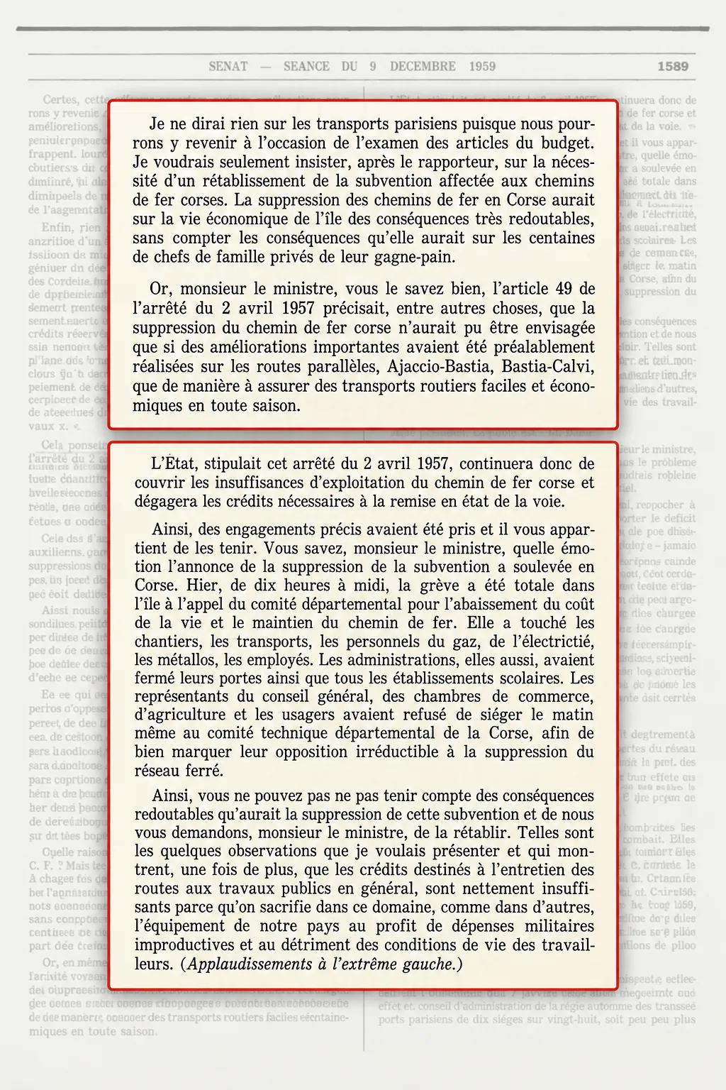 A mubilisazione contru à a chjusura di u caminu di ferru — 1959