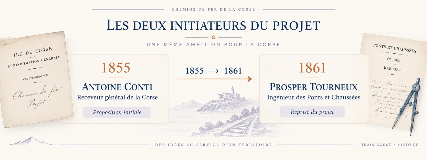 De Conti à Tourneux : les premières études du chemin de fer sardo-corse.