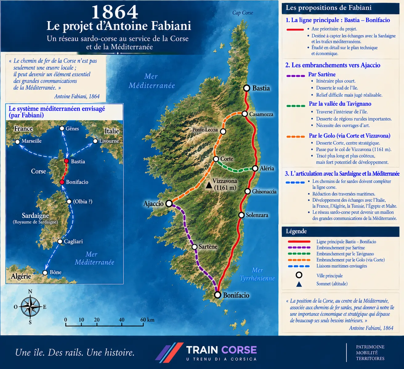 Le projet ferroviaire d’Antoine Fabiani en 1864.